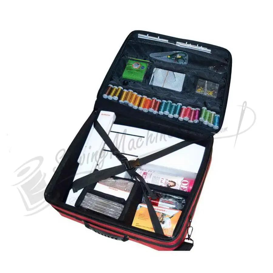 Tutto 20-inch Embroidery Project Bag, red machine bag with organized pockets and thread spools