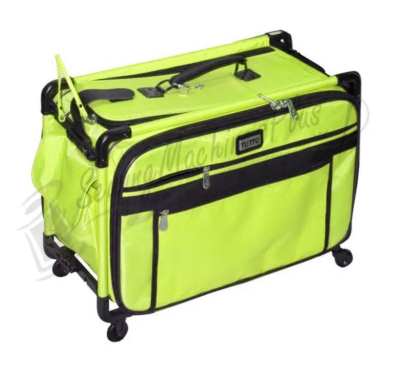 Tutto 20in lime green medium machine on wheels bag with black trim and front pockets