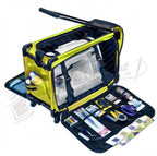 Tutto 20-inch lime machine-on-wheels bag with sewing machine and organized pockets