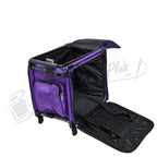 Tutto 20-inch Serger On Wheels machine bag in purple with front pocket and wheels