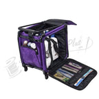 Tutto 20-inch Serger On Wheels machine bag in purple with front zip pockets and interior organizers