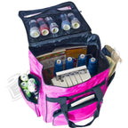 Tutto Serger/Accessory Bag pink with six thread spools and sewing accessories