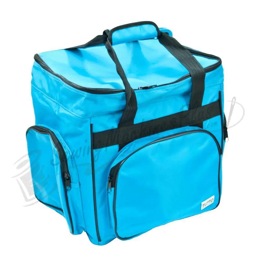 Tutto Serger/Accessory Bag in turquoise with black handles and zip pockets