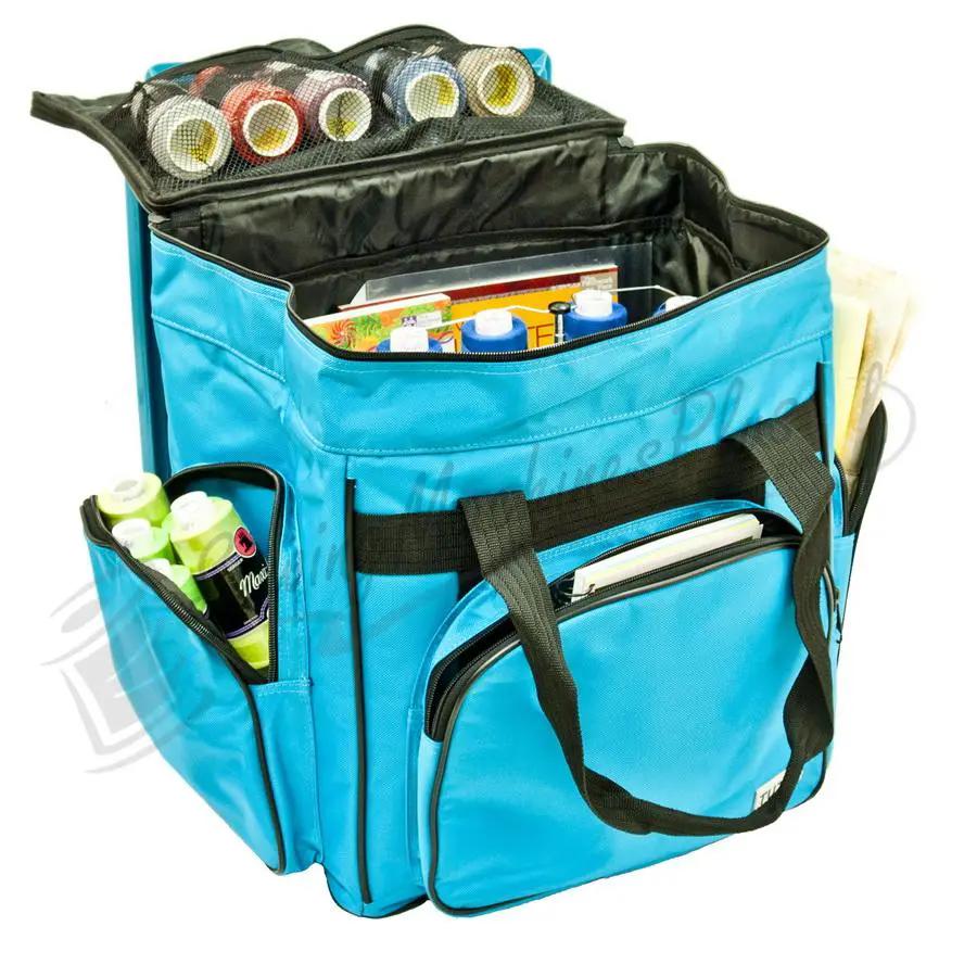 Tutto Serger/Accessory Bag, turquoise, with multiple pockets and carrying handles