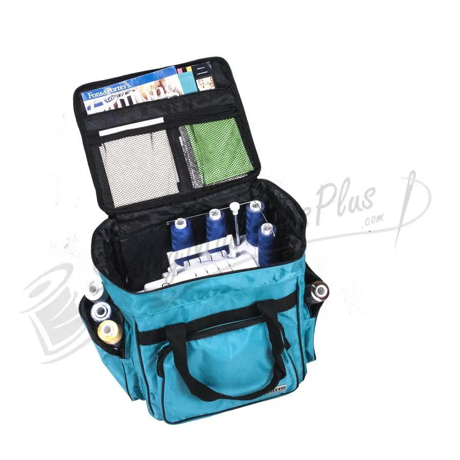 Tutto Serger/Accessory Bag turquoise with thread spools and multiple storage pockets