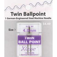 Klasse Twin Ballpoint Needles Size 80 - 4.0mm - Buy 2 Get 1 FREE