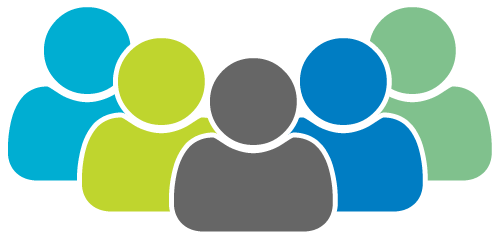 Icon of five colored people symbols