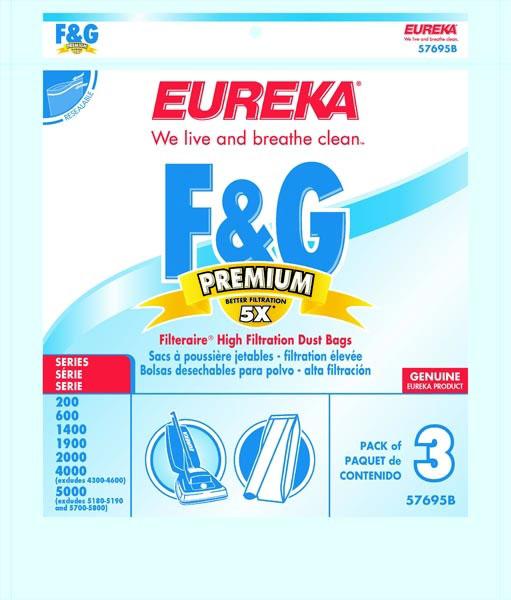 Eureka High Filtration Disposable Dust Bags, Type F and G, Pack of 3