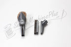 The Bank Vault Canister Vacuum attachment trio: crevice tool, upholstery brush, and dusting brush.