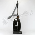 The Bank Vault Canister Vacuum, black canister with metal wand and grey hose