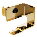 HD9QCP Fashion and Finishing Kit sewing machine foot by Janome, gold-tone metal presser foot for sewing projects.