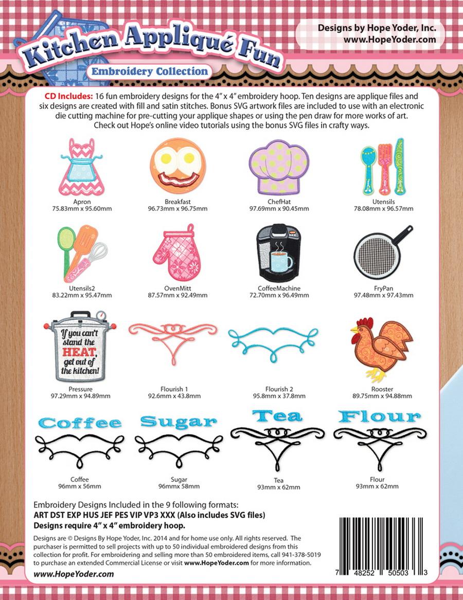 Kitchen Appliqué Fun Embroidery CD w/ SVG - Designs by Hope Yoder