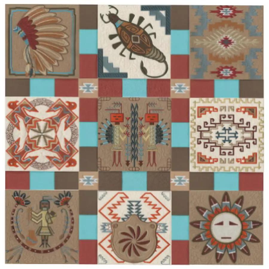 Anita Goodesign Navajo Quilt 188AGHD embroidery design software; Navajo-inspired quilt blocks in turquoise, red, and brown.