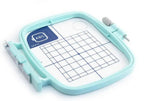 Sew Tech embroidery hoop, turquoise 70x70mm with grid and screw clamp.